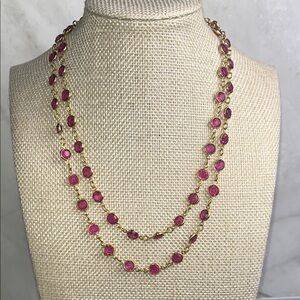 Signed Swarovski Pink Bezel Crystal Necklace